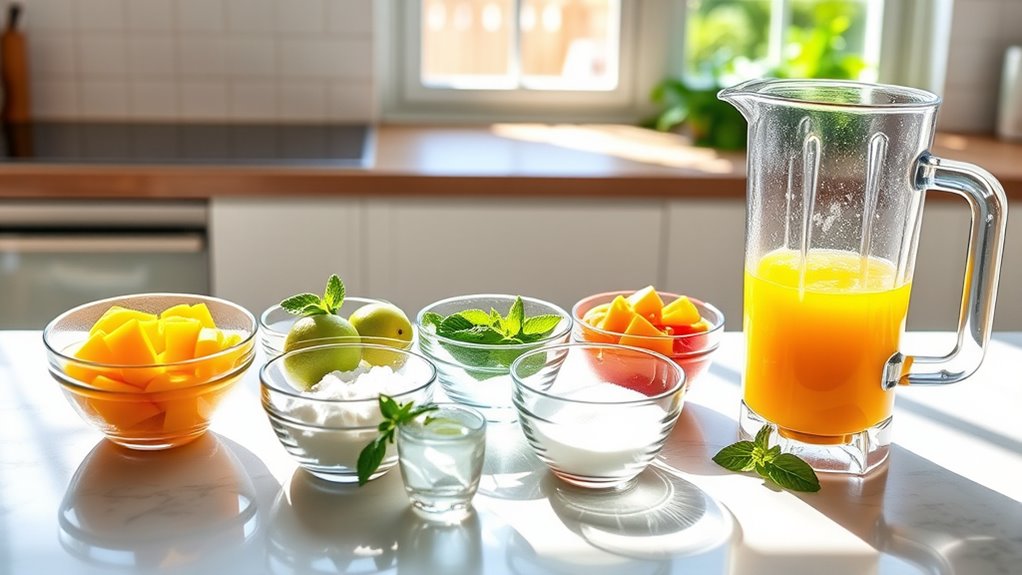 blend mango into sorbet