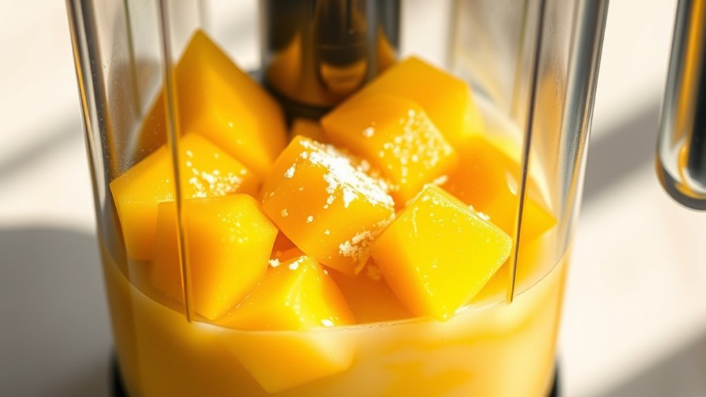 blend mangoes with liquids
