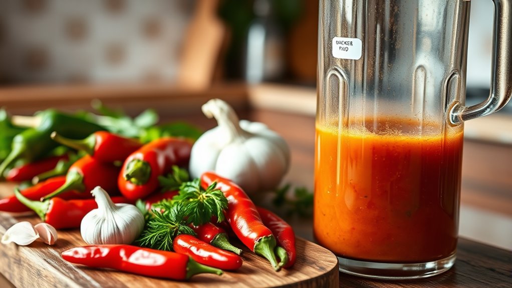 blend peppers into sauce
