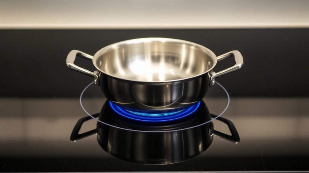 electromagnetic induction heats cookware