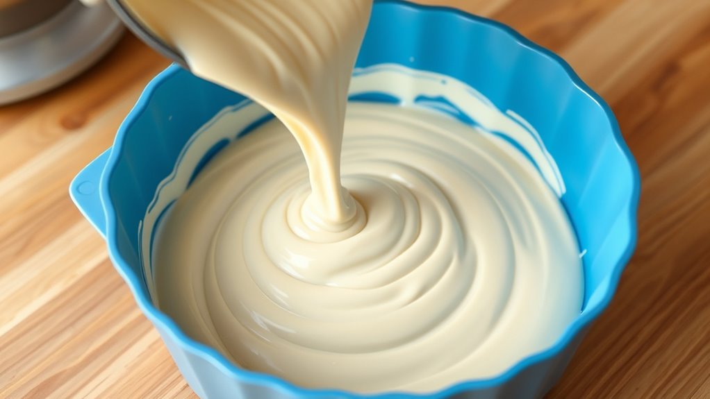 evenly fill silicone pan
