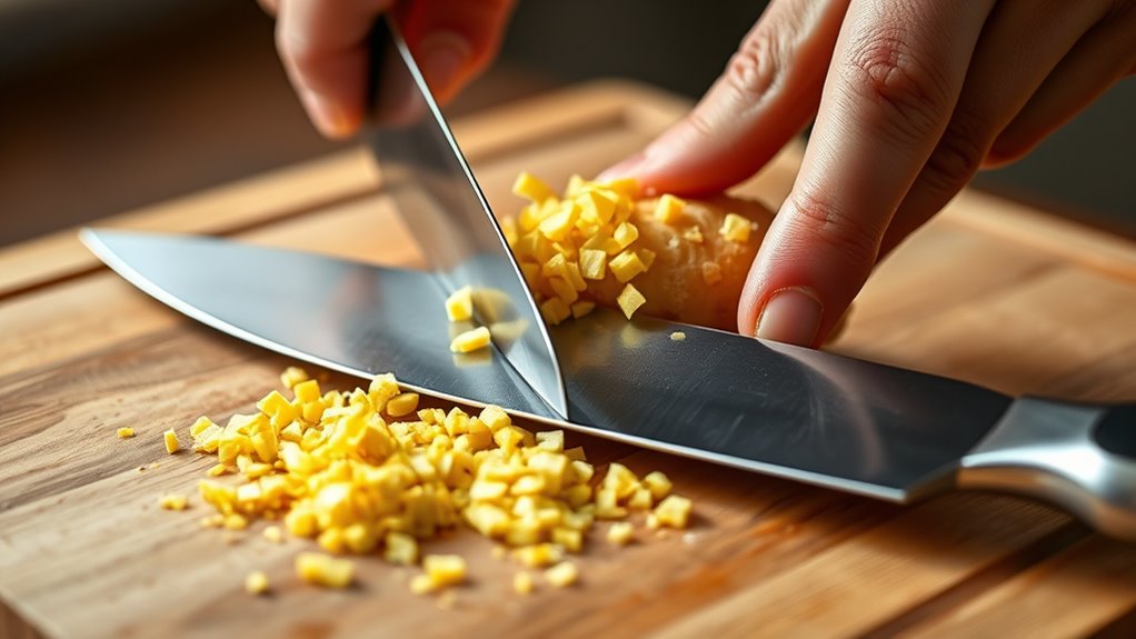 finely chop ginger precisely