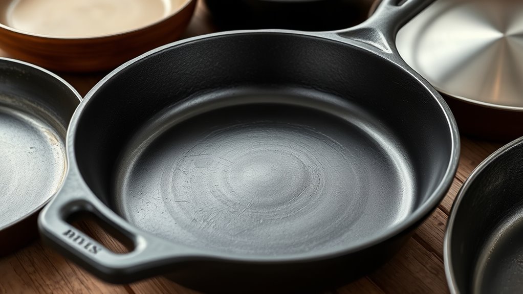 flat low sided frying pan