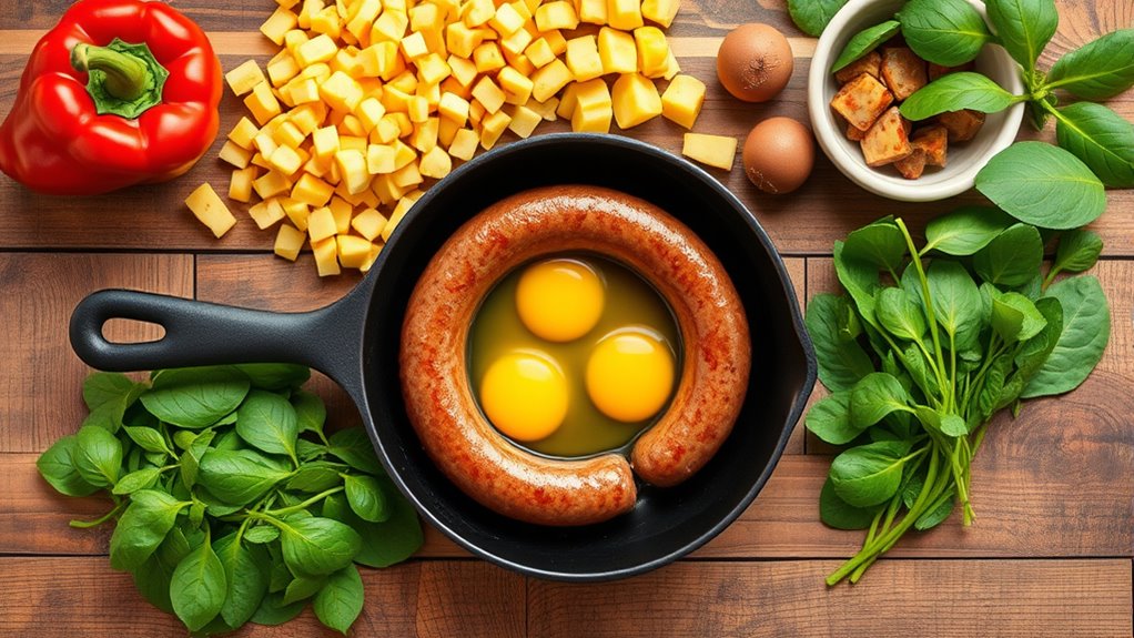 gather ingredients for breakfast