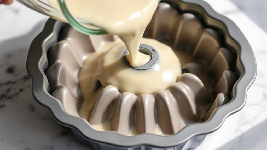 gentle even batter pouring