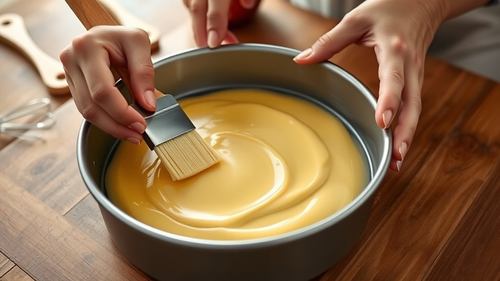 grease cake pan easily