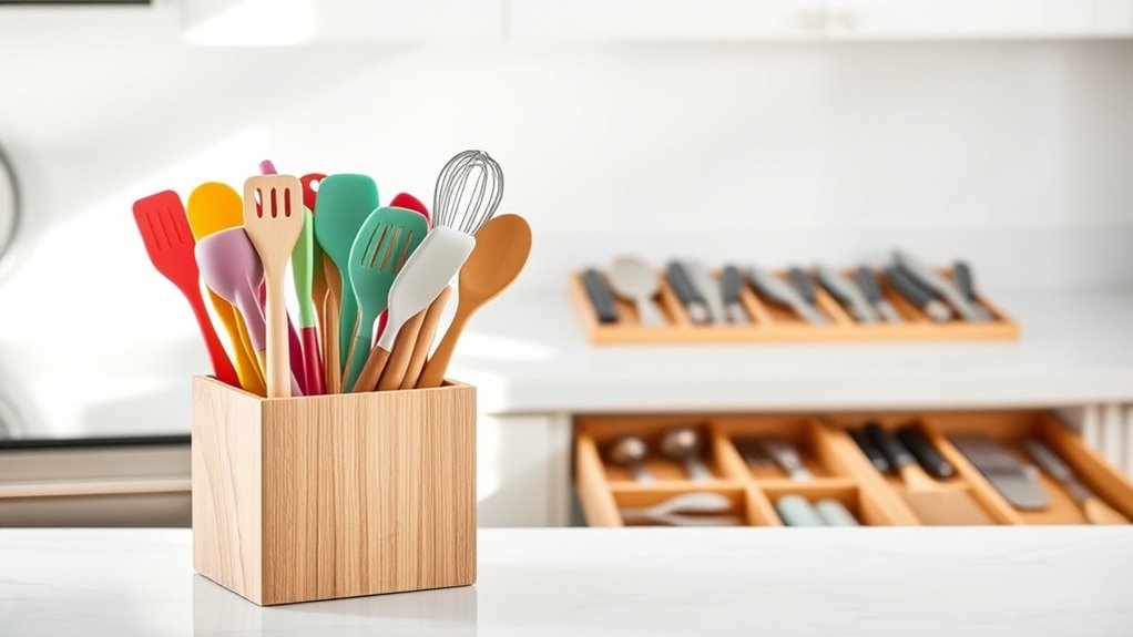 organize utensils for efficiency