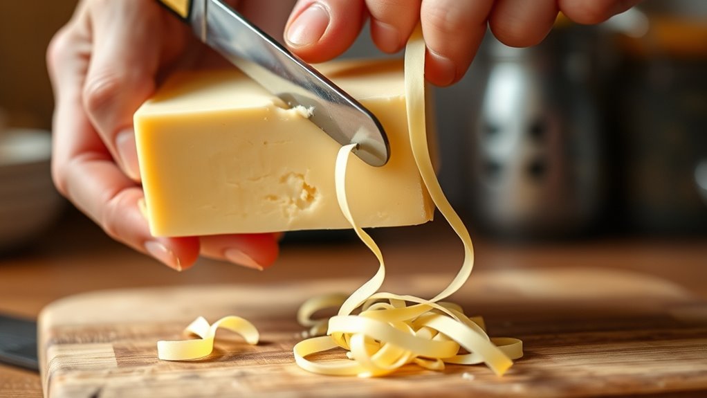 peel cheese into ribbons