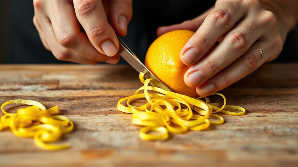 peel thin lemon strips