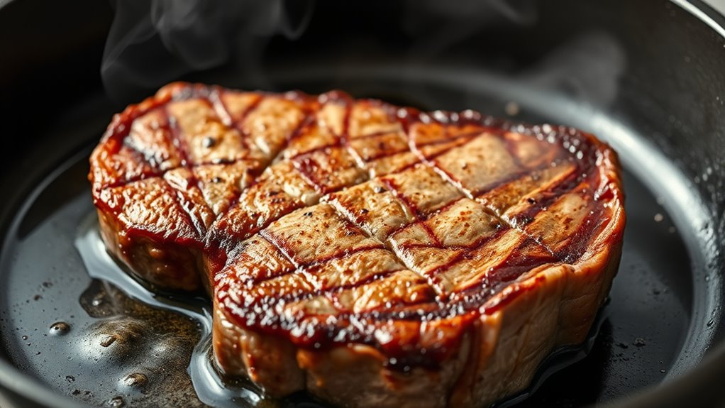 preheat skillet to searing temperature
