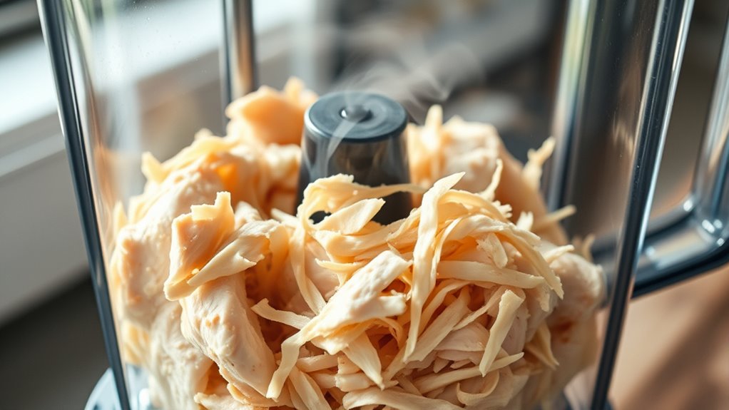 quick uniform shredded chicken