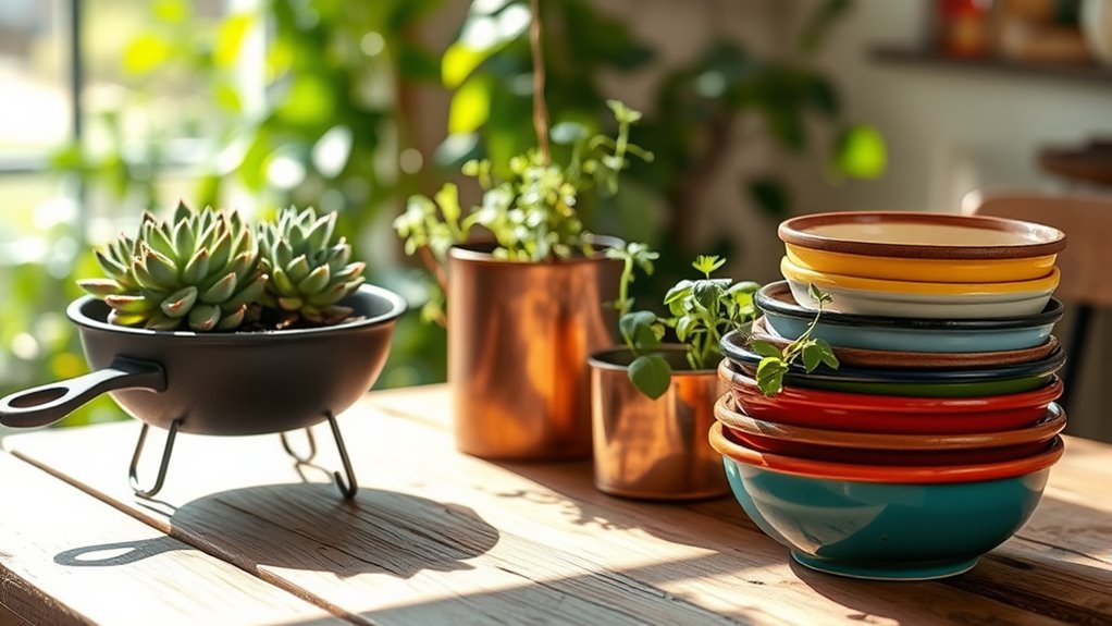 repurpose cookware into decor