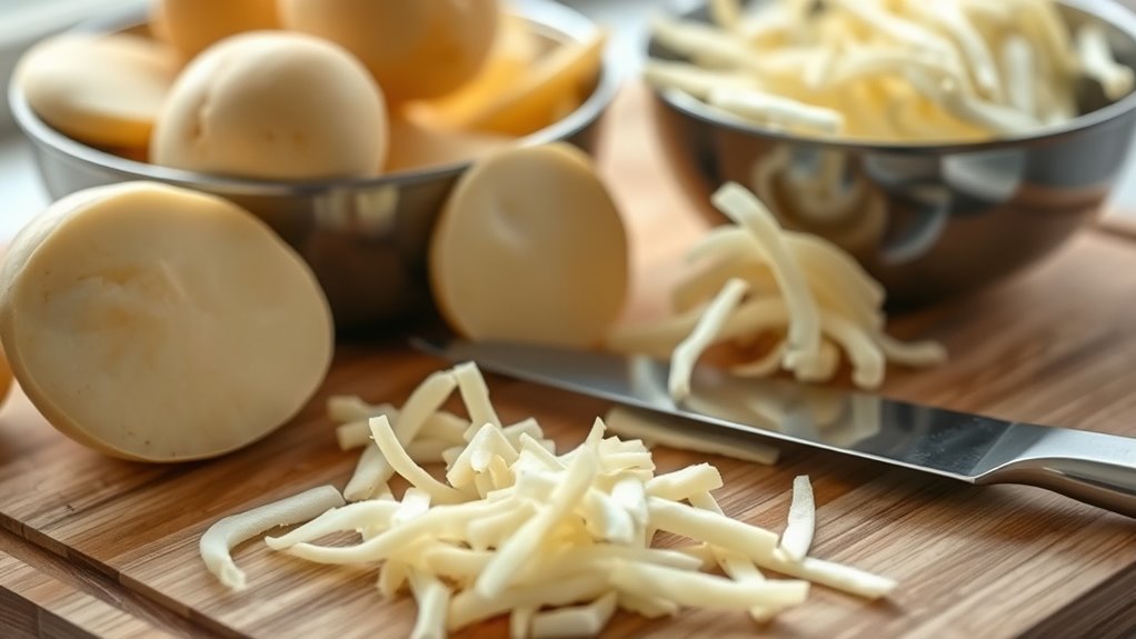 slice potatoes into thin pieces