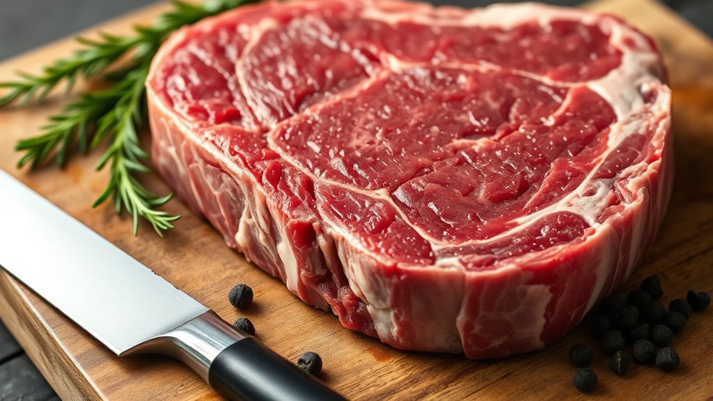 thick marbled fresh steak