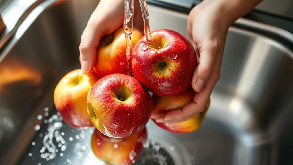 wash scrub dry apples