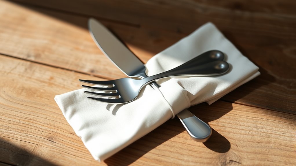 wrap utensils neatly and securely