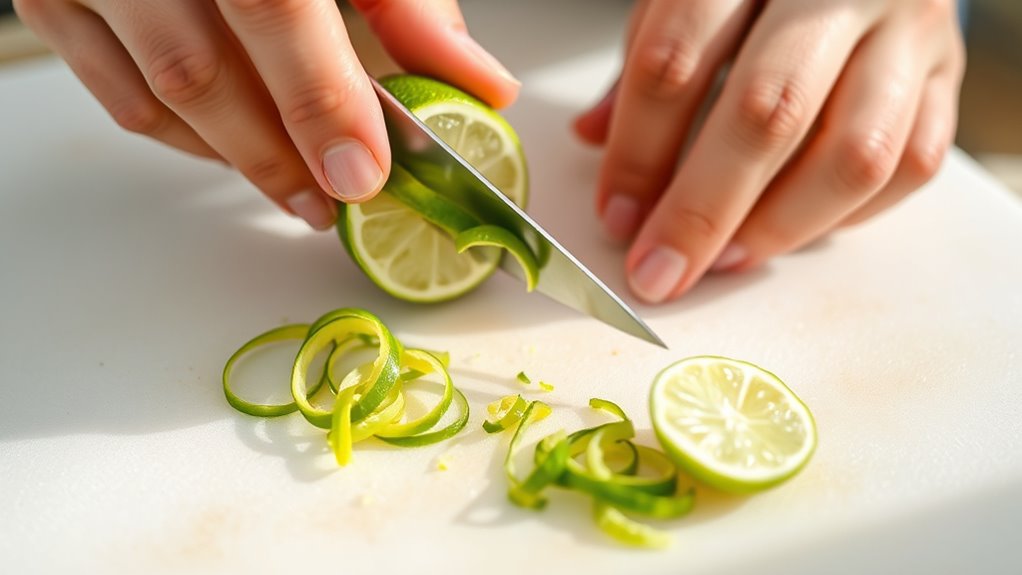 zest lime in strips